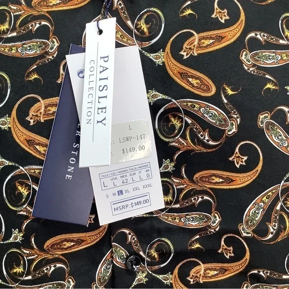 Silver Stone Paisley Collection Long Sleeve Men’s Modern Fit Dress Shirt New - Picture 3 of 6